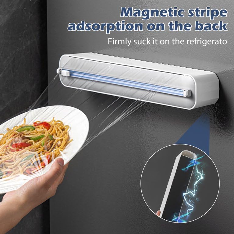 Magnetic Plastic Wrap Dispenser with Paper Towel Holder
