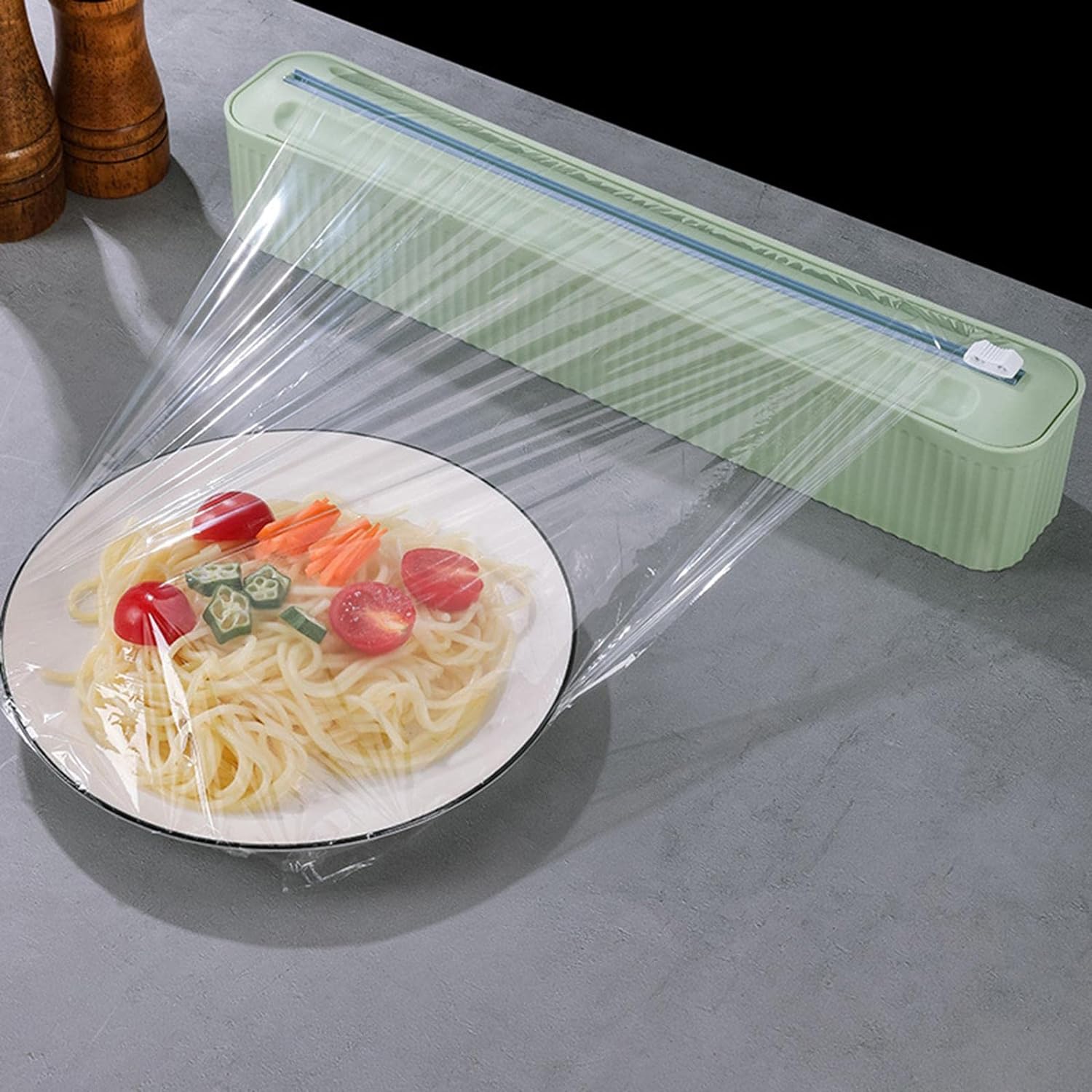 Magnetic Plastic Wrap Dispenser with Paper Towel Holder